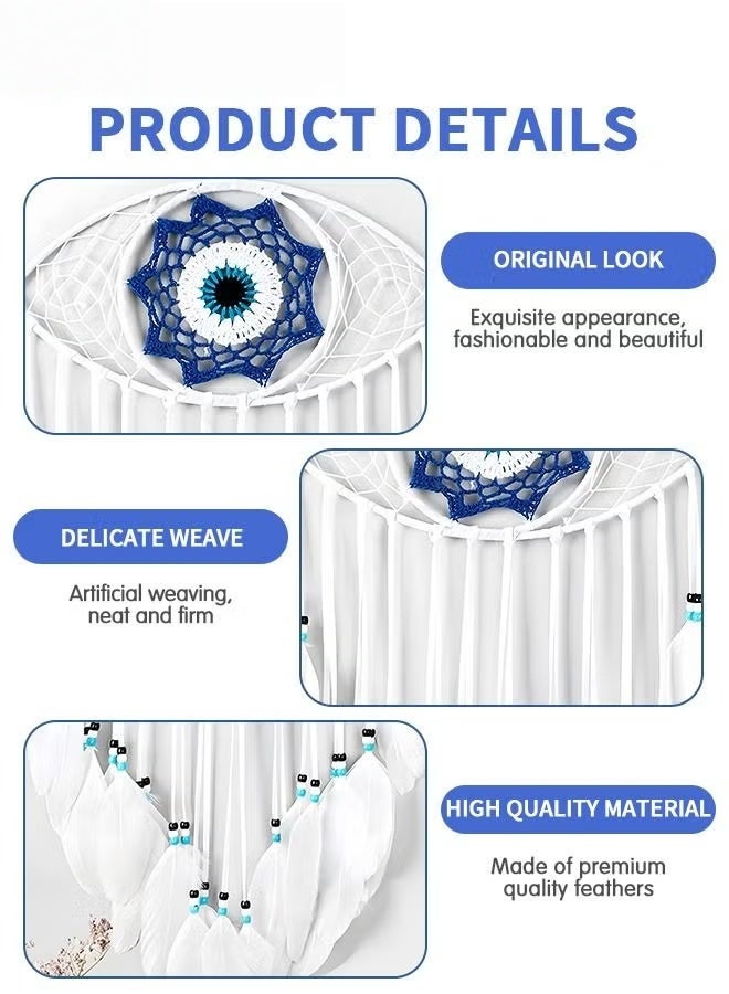 Dream Catcher,White Dream Catcher لغرفة النوم المصنوعة يدوياً الشر العين ماكرام الجدار المعلق لبوهو ديكور المنزل غرفة الديكور,حماية حظ سعيد هدية مهرجان البركة - Image 5