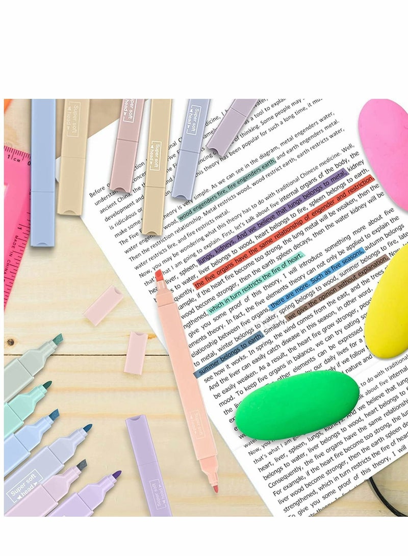 Excefore Double Head Highlighters 12 Colour Marker Pen Chisel Tip Assorted Colors With Soft Markers Felt tips Double-end Highlighter Pastel Highlighters, Dry Fast Easy to Hold - Image 5