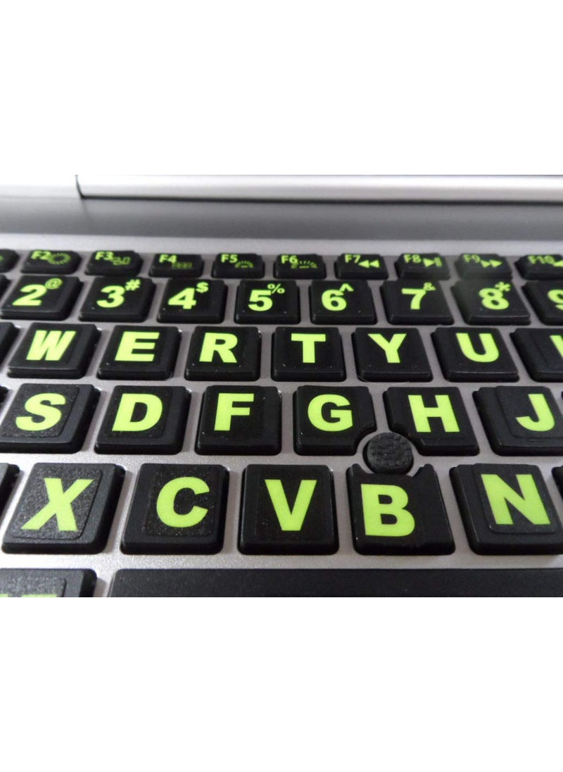 Keyboard Stickers Big Bright Luminescent Symbols Will Not Wear or Fade 3 Yr Warranty Great for Sight Impaired US English Keyboard Also Includes PocketPurse Magnifier USB LED  Tweesers