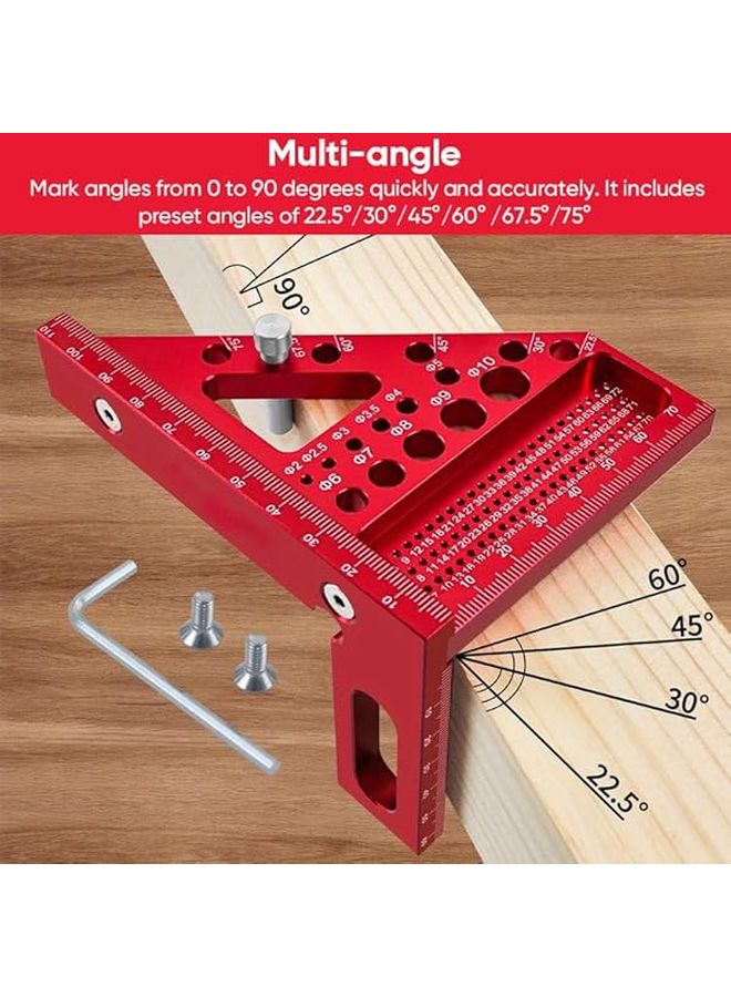 أدوات قياس زاوية مربع نجارة ثلاثية الأبعاد متعددة الأغراض من سبائك الألومنيوم، علبتان - Image 4