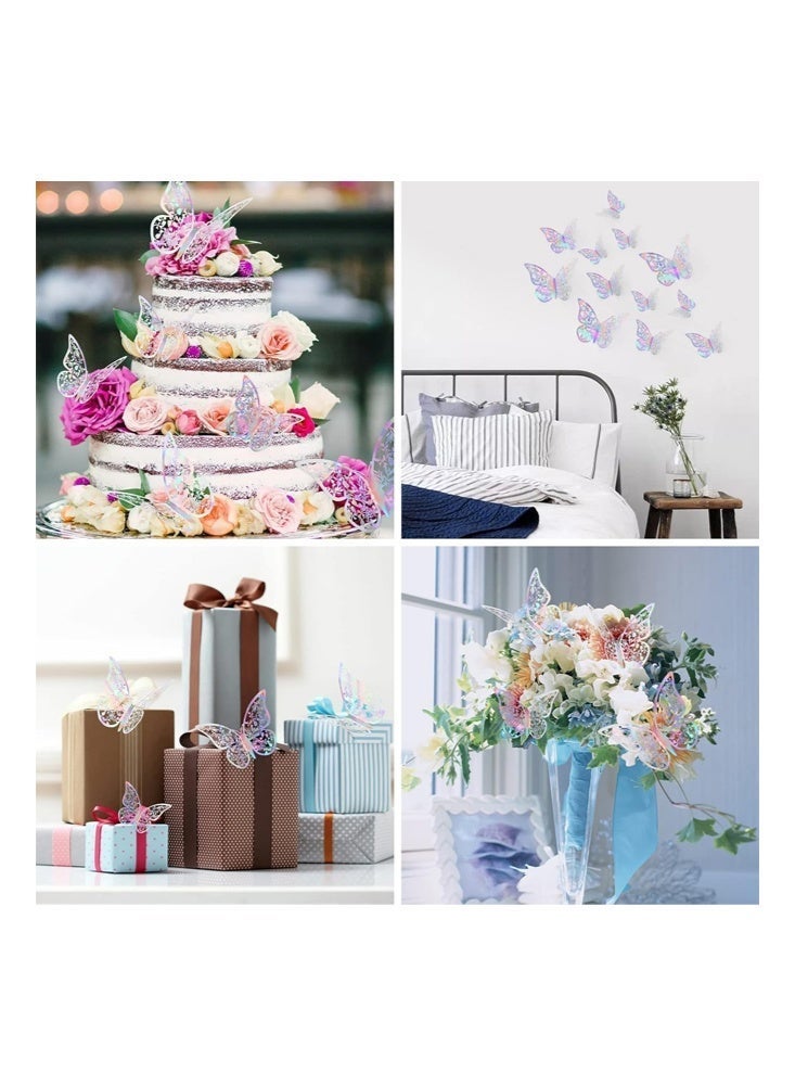 باترفلاي ديكور جداري فراشة ذهبية ثلاثية الأبعاد 3 أحجام 2 أنماط زينة حفلات الفراشات زينة الكيك - ملصق جداري معدني قابل للإزالة جدارية الغرف للأطفال الحضانة الصف المدرسة زينة الحفلات ديكور الزفاف هدية DIY (1 نمط 2 نمط ذهبي، 24 قطعة) - Image 5