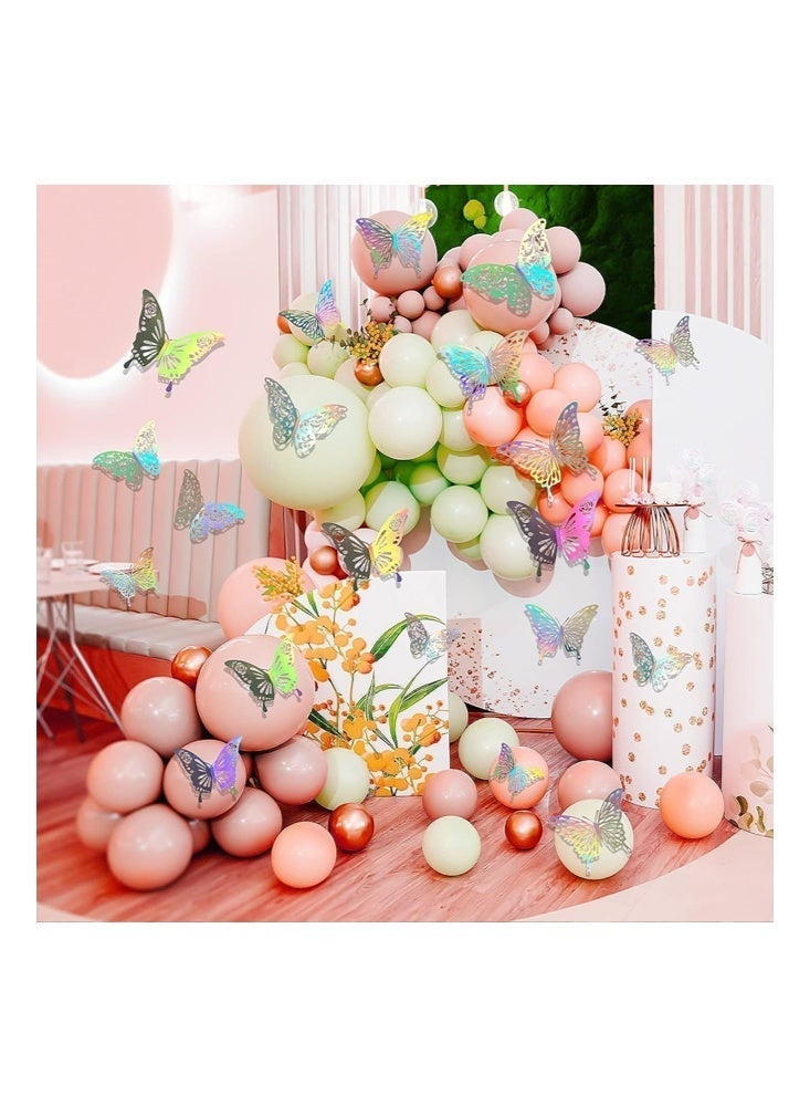 باترفلاي ديكور جداري فراشة ذهبية ثلاثية الأبعاد 3 أحجام 2 أنماط زينة حفلات الفراشات زينة الكيك - ملصق جداري معدني قابل للإزالة جدارية الغرف للأطفال الحضانة الصف المدرسة زينة الحفلات ديكور الزفاف هدية DIY (1 نمط 2 نمط ذهبي، 24 قطعة) - Image 4