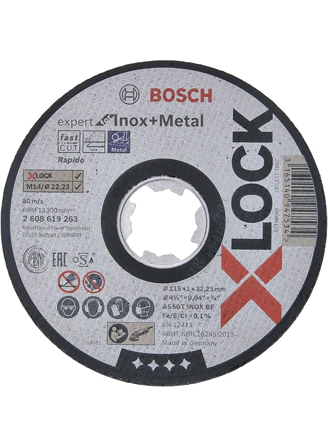 BOSCH X Lock Expert For Inox Plus Metal Straight Cutting Disc For Small Angle Grinders 1 Piece 115 Mm Diameter - Image 1