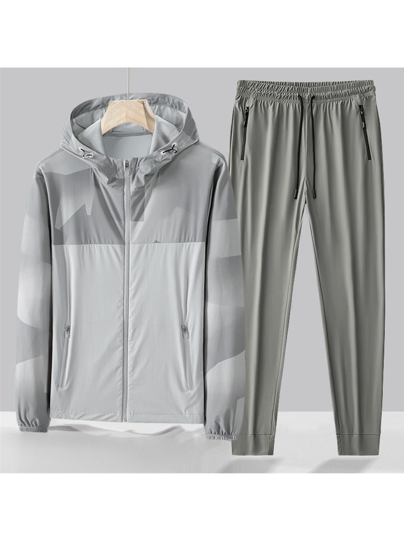KUYING Loose Fitting Ice Silk Pants Quick Drying Sports Set