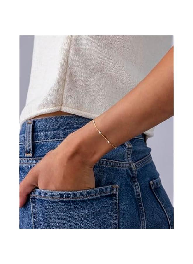 PAVOI 14K Yellow Gold Plated Beaded Enamel and Gemstones Bracelets for Women | Colored Boho Festival Adjustable Slider Bracelet | Freshwater Pearls Rose Jade ite Sodalite Labradorite Beads - Image 2