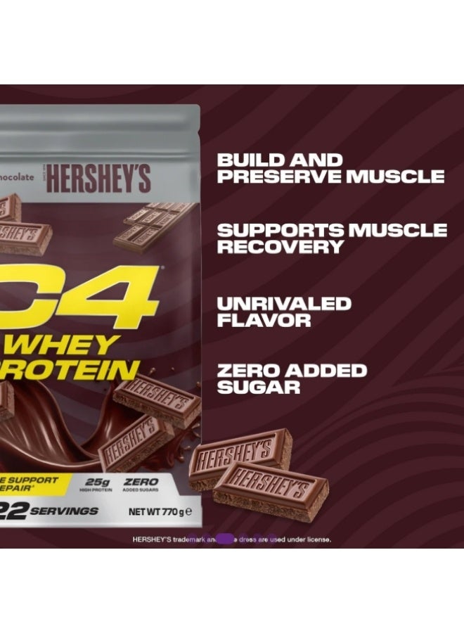 Cellucor C4 Whey Protein Powder – Hershey's Milk Chocolate Flavor 25g Protein per Serving, 0g Added Sugar Whey Concentrate & Isolate Blend 814g 22 Servings - Image 4