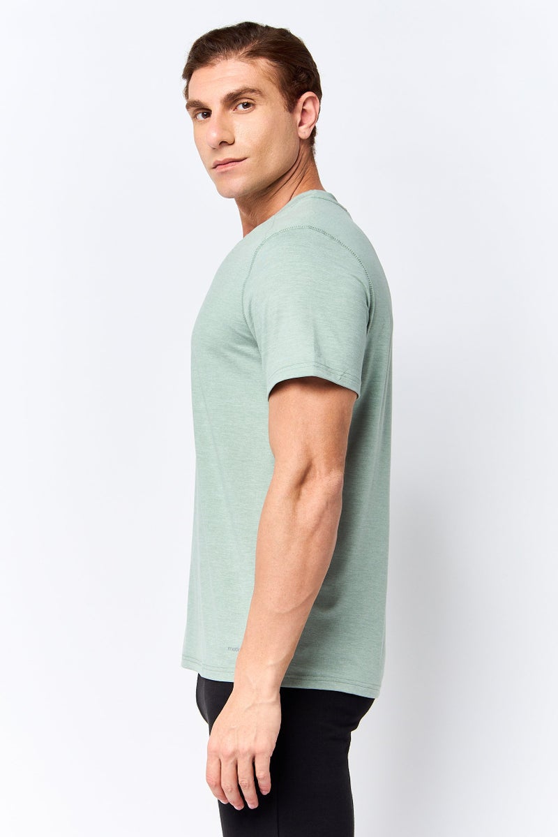 MOTION Men Sportswear Fit Short Sleeve Training T-Shirt, Sage Green - Image 3