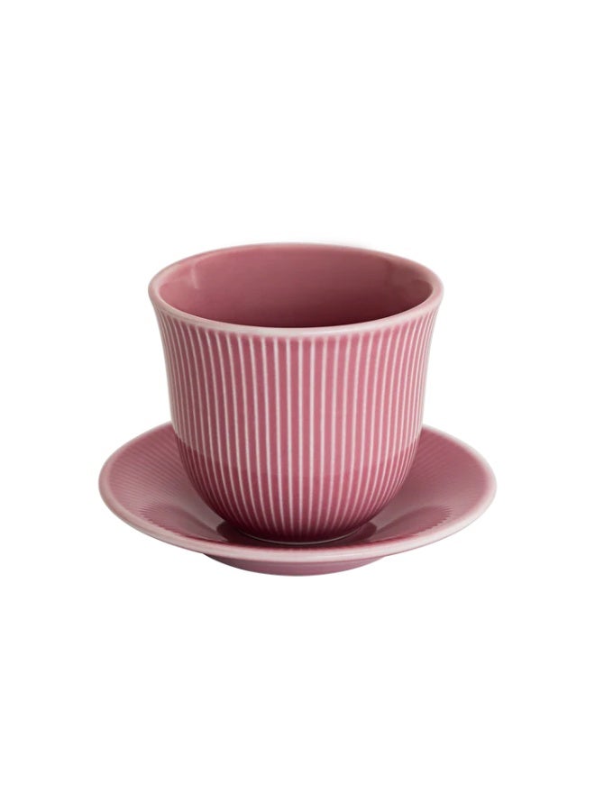 Loveramics Brewers 250ml Embossed Porcelain Tasting Cup With 13cm Plate Dusty Pink