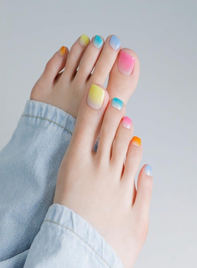 ohora Semi Cured Gel Pedi Strips (P Watercolor) - Works with Any Lamps, Salon-Quality, Long Lasting, Easy to Apply & Remove - Includes 2 Prep Pads, Nail File & Wooden Stick - Image 2