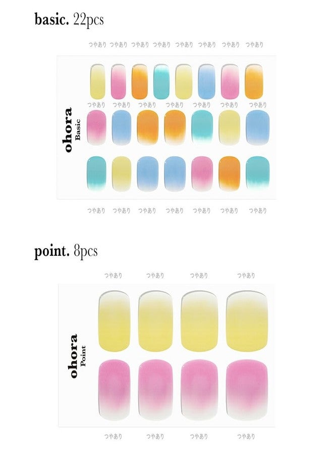 ohora Semi Cured Gel Pedi Strips (P Watercolor) - Works with Any Lamps, Salon-Quality, Long Lasting, Easy to Apply & Remove - Includes 2 Prep Pads, Nail File & Wooden Stick - Image 4