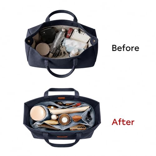 GIVLEFLY Purse Organizer Insert for Tote Bag, Large Bag Organizer Insert, Multi Pocket Handbag Organizer, Structured Purse Liner Shaper - Image 3