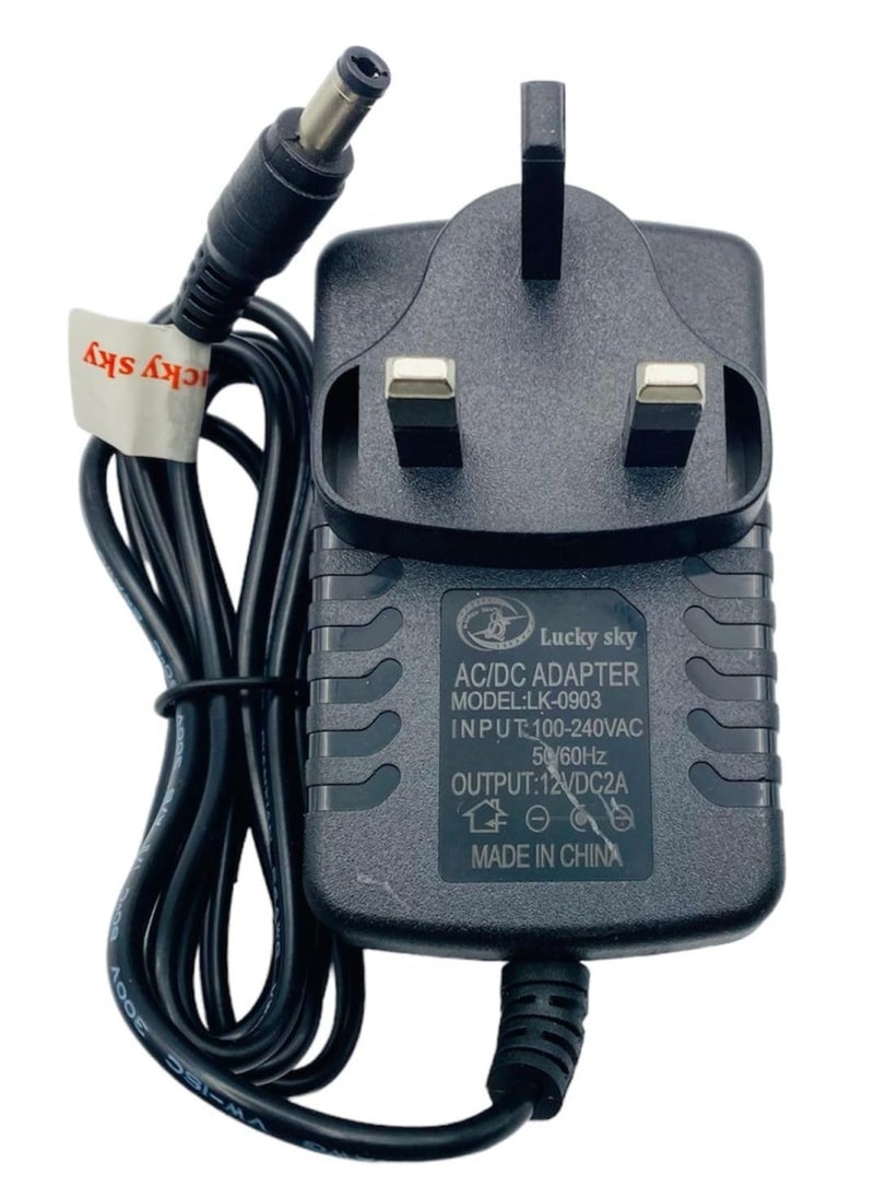 Lucky Sky DC 12V 2A  Adapter Power Supply Transformer Power Adapter Converter Wall Charge Adapter For Professional Home Use, black. (12V 2A)  - Image 1