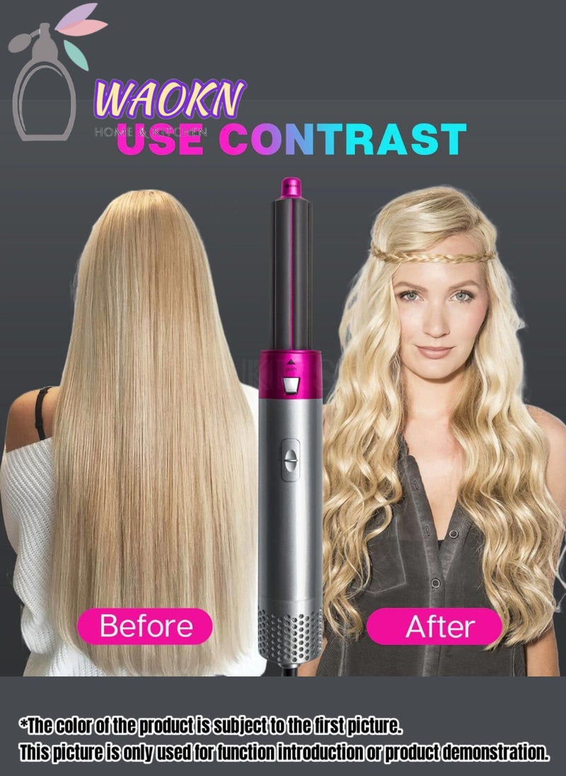 5-in-1 Curling Wand 3-speed Temp-adjustable Hair Dryer High-speed Motor Hot Sir Comb Multi-function Interchangeable Hair Straighten Fast Heating Ideal for Home Professional Salon Reduce Styling Time