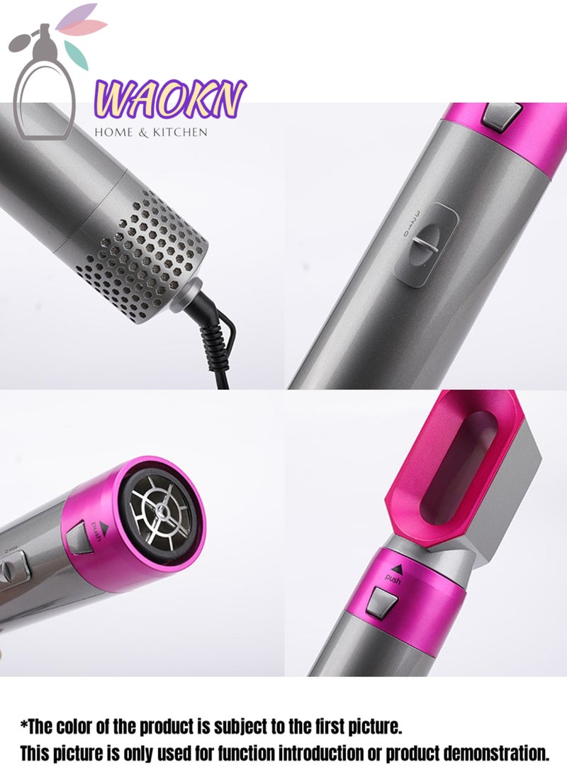 5-in-1 Curling Wand 3-speed Temp-adjustable Hair Dryer High-speed Motor Hot Sir Comb Multi-function Interchangeable Hair Straighten Fast Heating Ideal for Home Professional Salon Reduce Styling Time