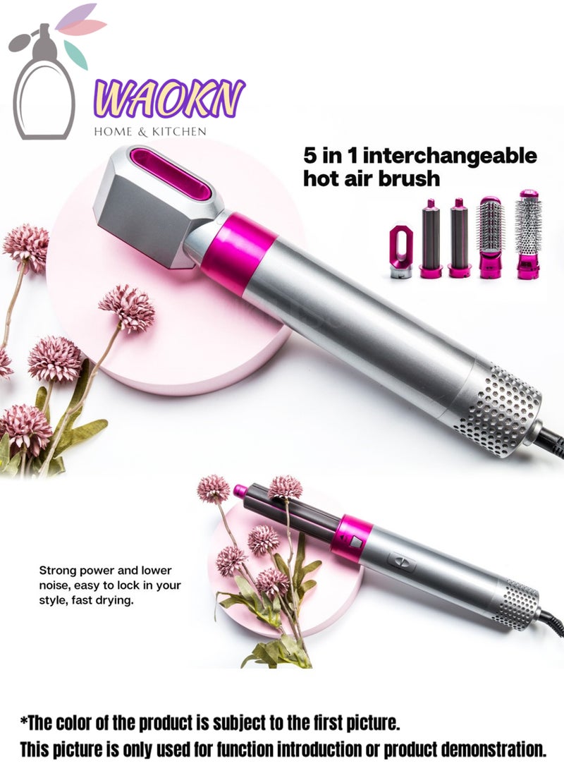 5-in-1 Curling Wand 3-speed Temp-adjustable Hair Dryer High-speed Motor Hot Sir Comb Multi-function Interchangeable Hair Straighten Fast Heating Ideal for Home Professional Salon Reduce Styling Time