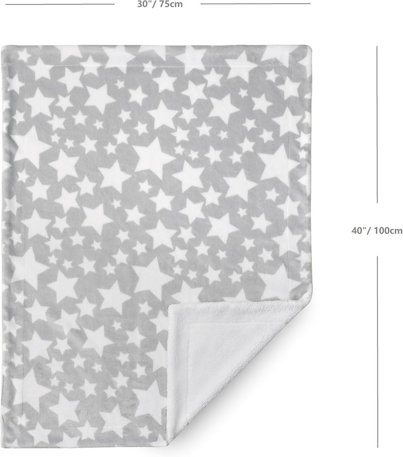 CREVENT 30"X40" Cozy Soft Warm Two Layers Sherpa Baby Blanket for Girls Boys, Newborn Essentials for Infant, Baby Shower Receiving Gift - Star Grey 75X100cm - Image 4