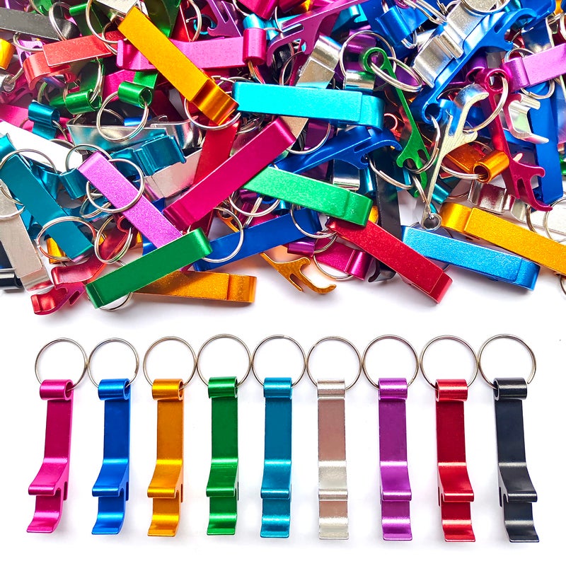 MTOMDY 200 Pieces Colored Aluminum Bottle OpenerSoda Beverage Beer Bottle Opener KeychainBottle Openers Aluminum Beer Bottle Opener Claw Beverage Keychain Ring for KitchenWeddingBarParty