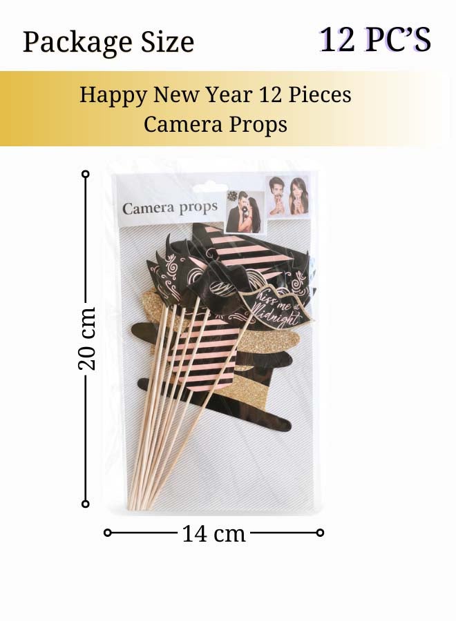 Feelings Happy New Year Photo Props - Black & Gold - 1 Pack - Image 2
