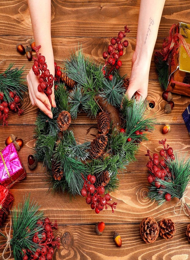 Geosar Red 48 Pieces Christmas Tree Picks Glitter Berry Stems Artificial Small Picks, Pine Branches & Holly Berries Bulk Christmas Sprigs for DIY Xmas Wreath Crafts Gifts, Holiday Xmas Home Decor - Image 5
