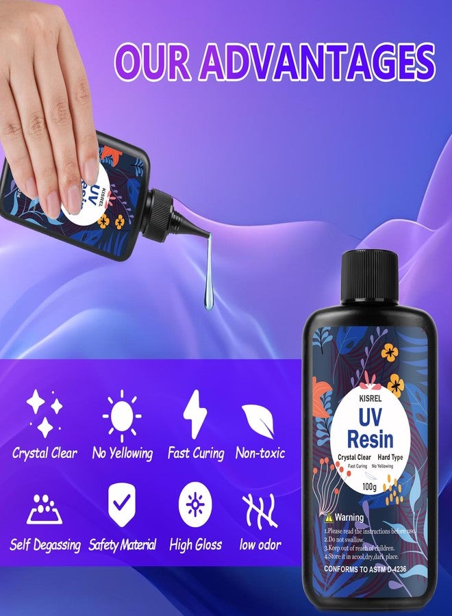 KISREL UV Resin Jewelry Making Kit - 500g Crystal Clear UV Resin with Light and Jewelry Molds, Fast Curing for Keychains, Earring Making, DIY Craft Decorations - Image 3