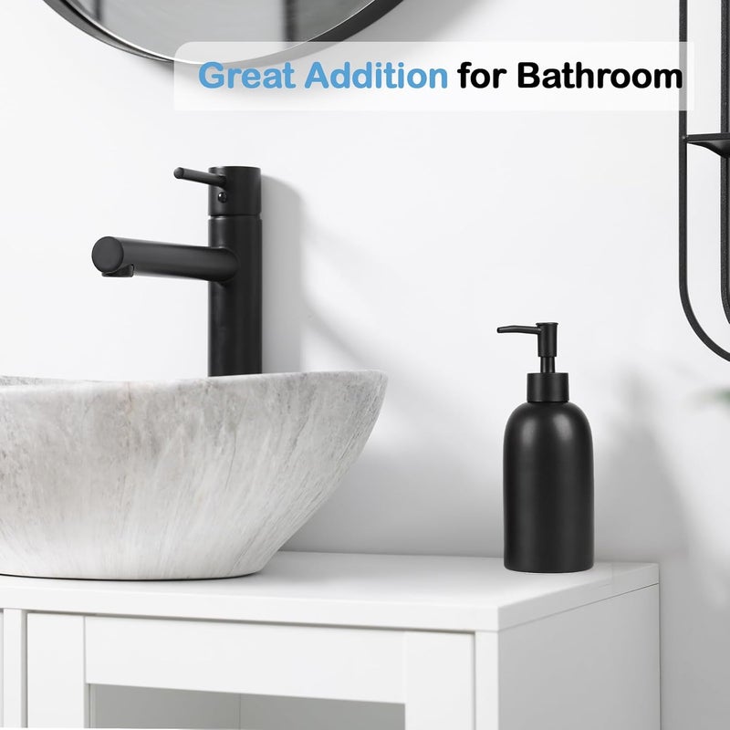 Natheeph 14OZ Ceramic Soap Dispenser Ceramic Soap Pump Dispenser Can Fill Liquid for Bathroom/Kitchen (Black) - Image 5