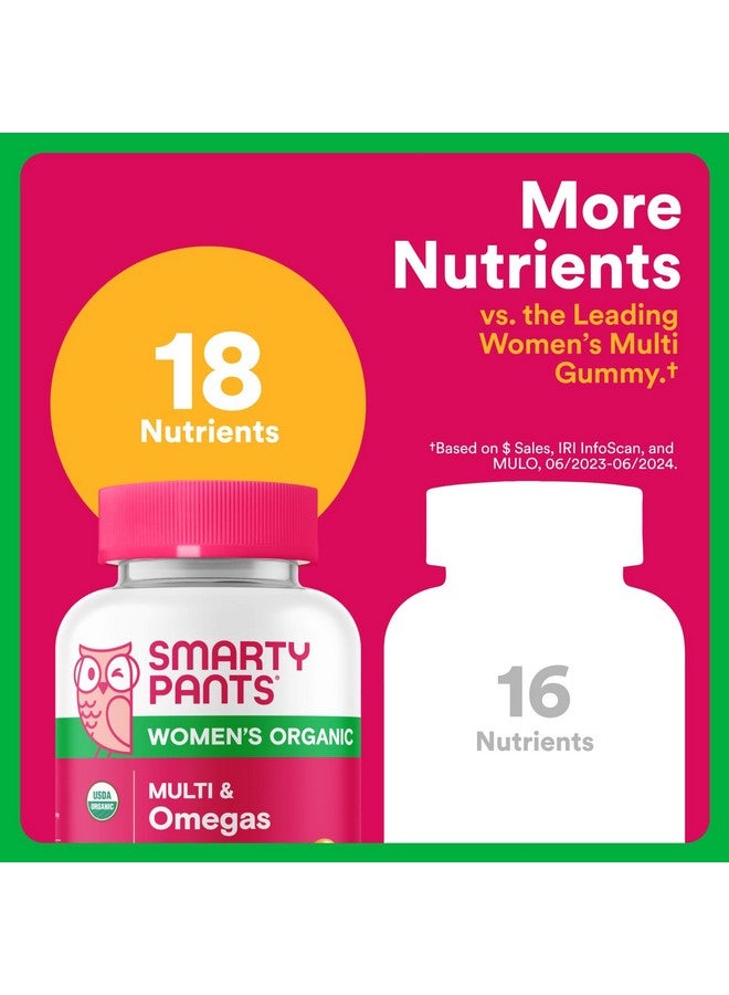 SmartyPants Organic Women's Multivitamin Gummies: Biotin, Methylfolate, Omega 3 (ALA), Vitamin D3, C, Vitamin B12, B6, A, K & Zinc, Inositol, Gluten Free, Vegetarian, 120 Count (30 Day Supply) - Image 5
