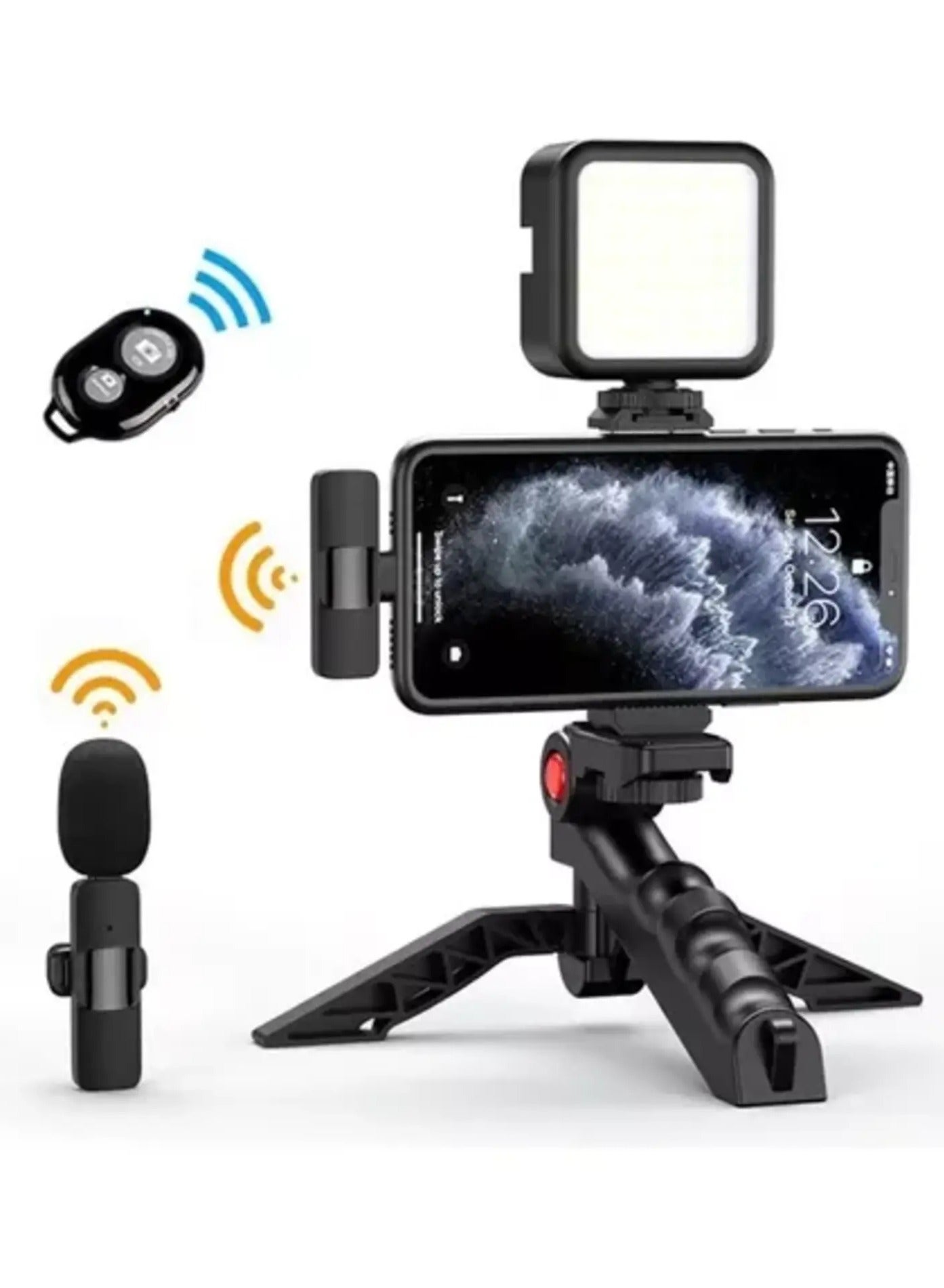 ELTRAZONE Smartphone Vlogging Kit – Tripod, Fill Light, Microphone, Phone Clip, & Remote for iPhone & Android – Complete Vlogging Setup