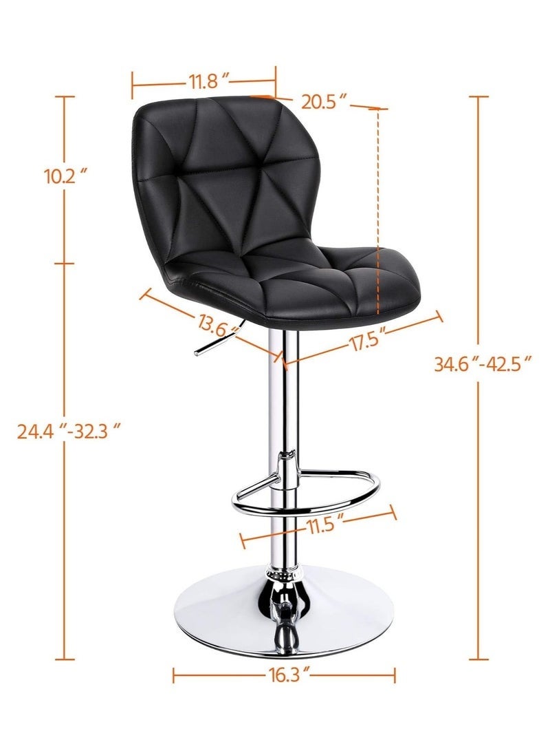 Bar Stools, Modern Swivel Bar Chairs, Adjustable Faux Leather Upholstered Bar stools Counter Height with High Backrest for Bar, Kitchen Island, Dining Room（Black，HID846） - Image 3