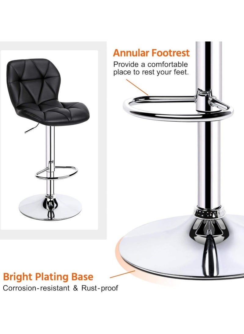 Bar Stools, Modern Swivel Bar Chairs, Adjustable Faux Leather Upholstered Bar stools Counter Height with High Backrest for Bar, Kitchen Island, Dining Room（Black，HID846） - Image 5