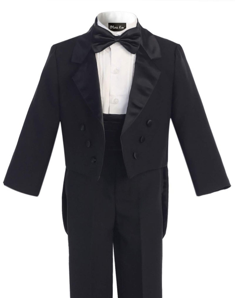 OLIVIA KOO Boy's Classic Ring Boy Signature Tuxedo Set with Tail, Black, 2T - Image 2