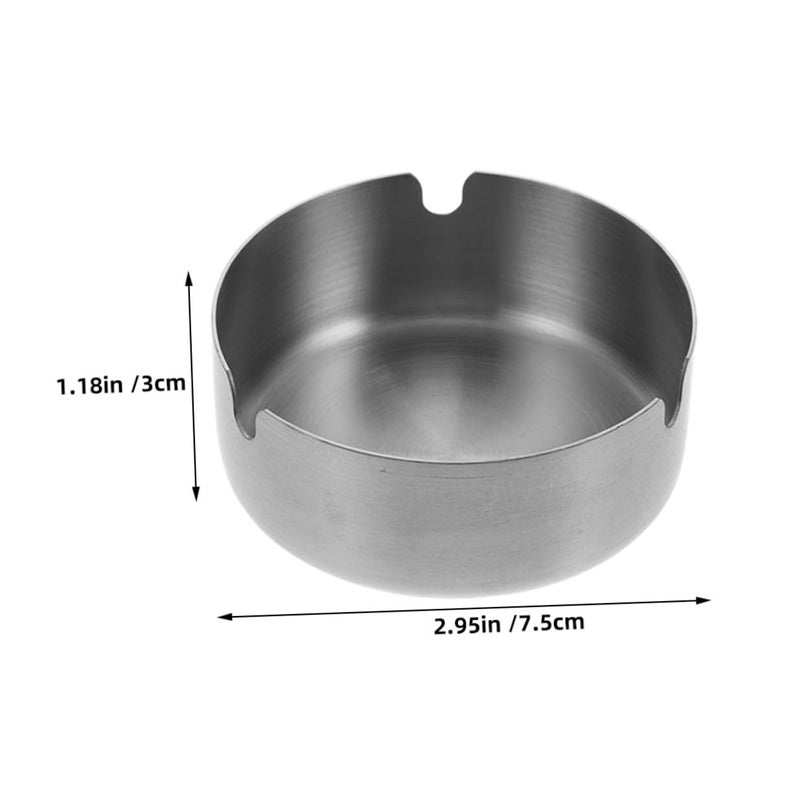 2Pcs 8cm Round Stainless Steel Ashtrays for Home Desktop Patio and Travel Use - Image 3