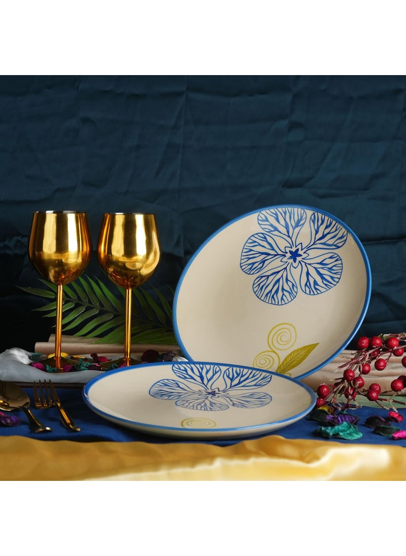 Caffeine Caffeine Ceramic Handmade Stoneware White Flora Quarter Plate 7” (Set of 6 Dishwasher & Microwave Safe)  - Image 3