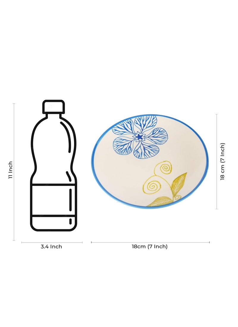 Caffeine Caffeine Ceramic Handmade Stoneware White Flora Quarter Plate 7” (Set of 6 Dishwasher & Microwave Safe)  - Image 5