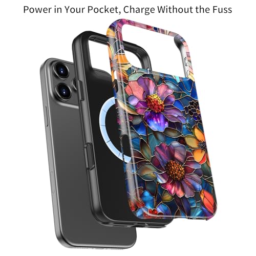 Goodon for iPhone 17 Pro Max Case Cute - Compatible with Magsafe - Dual-Layer Hard Shell & Silicone Cover - Protective Phone Case with Wildflower Designs for Women - Vibrant Defined Blossoms - Image 3