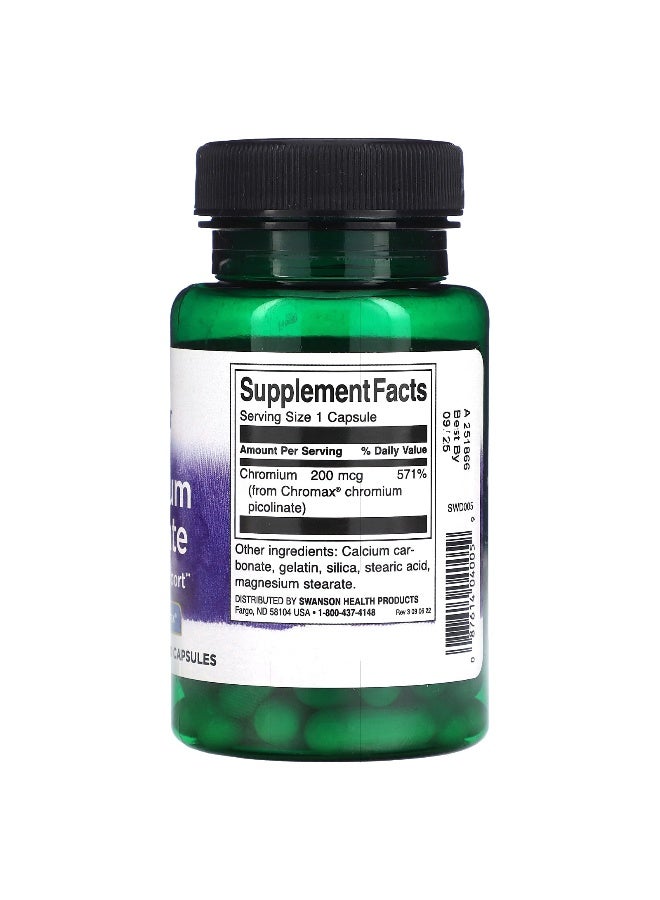 SWANSON سوانسون، بيكولينات الكروم، 200 ميكروغرام، 60 كبسولة - Image 2