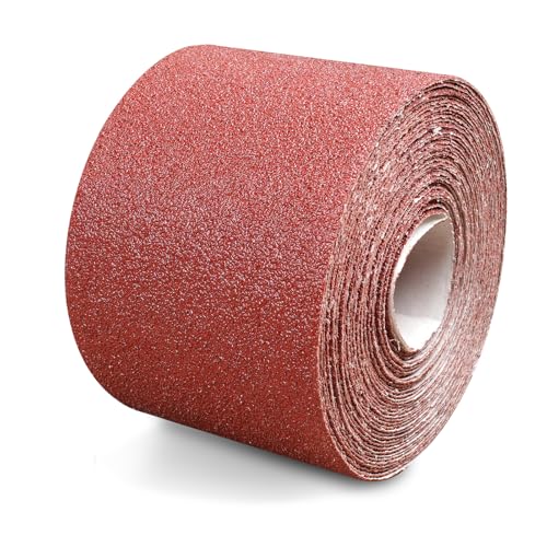 Shineboc 80 Grit Emery Cloth Roll, 3-2/3" x 32.8 Feet Continuous Sandpaper Roll, Wet Dry Sand Paper for Wood Furniture Finishing Metal Sanding Automotive Polishing - Image 1