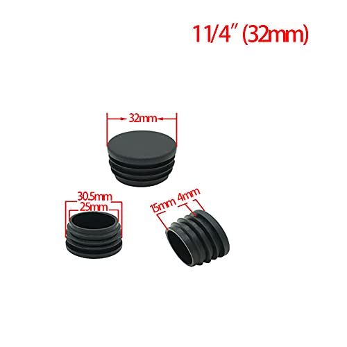 nanaxagly Round Plastic Plug, Black Tubing End Cap Plug Chair Glide Round Pipe End Cap Furniture Chair/Leg Pipe Cover Insert (20 PCS) (1 1/4 inch) - Image 4
