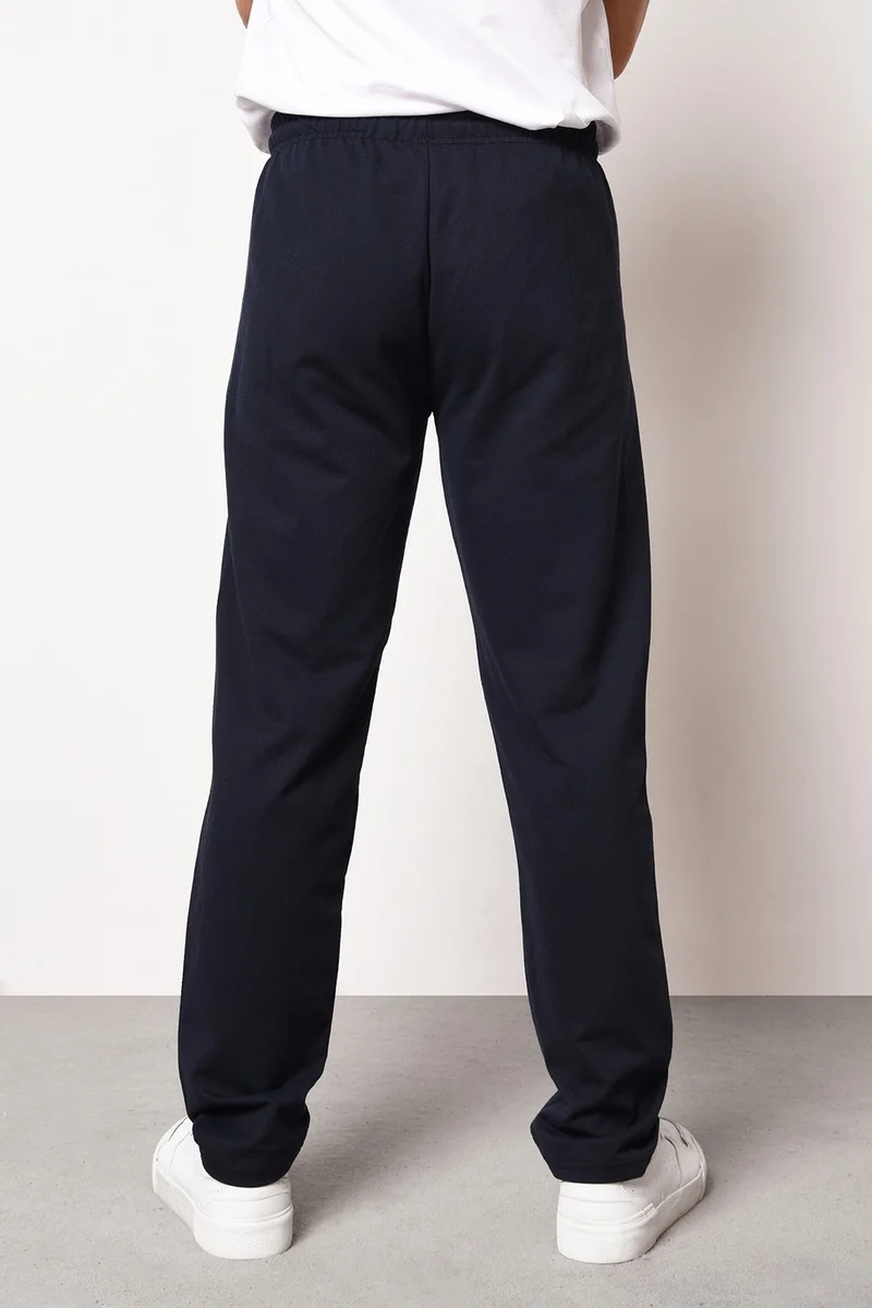 mmetalic Navy Blue Men's Straight Leg Pocket Zipper Detailed Relaxed Cut Sweatpants