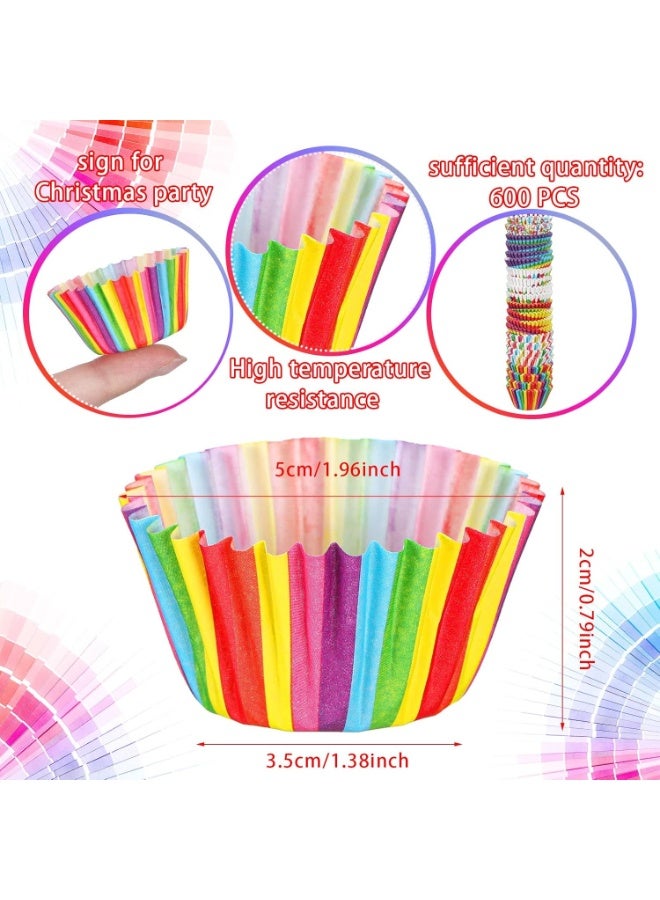 أكواب ورقية للخبز، قوالب كب كيك، بطانات كب كيك، ألوان قوس قزح، مجموعة أكواب خبز للاستخدام مرة واحدة، حجم قياسي، عبوة من 90 قطعة - Image 3
