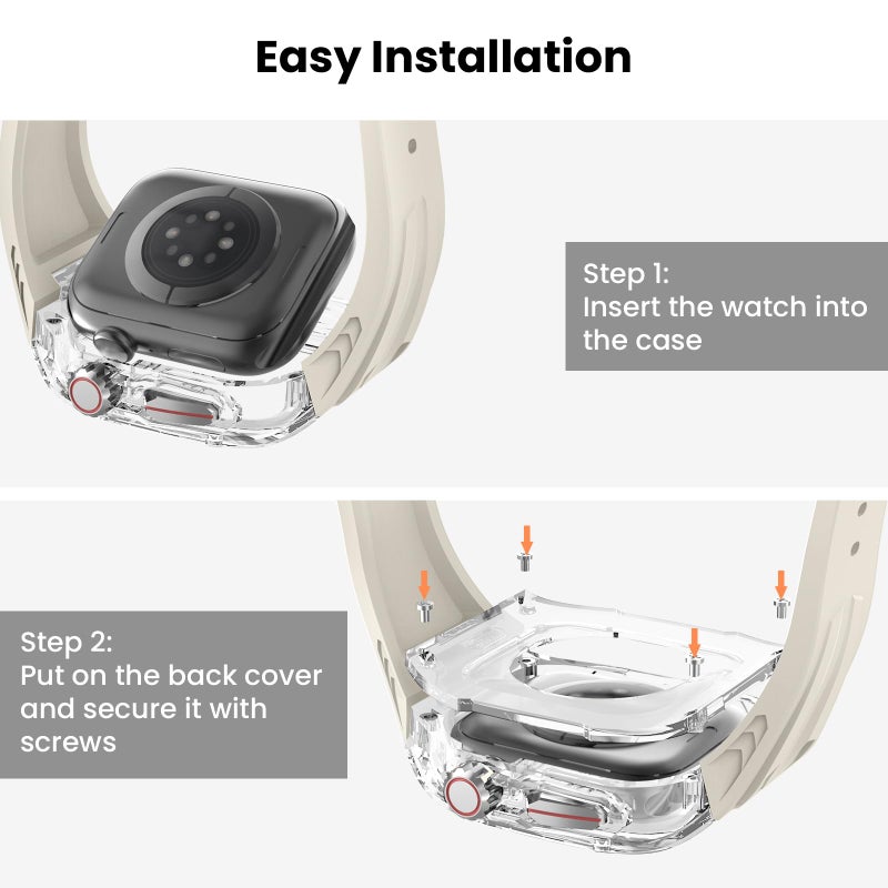 Delidigi Rugged Band and Case Compatible with Apple Watch 45mm 44mm,Sport Strap with Shockproof PC Frame Bumper for iWatch Series SE 3 2 1 Series 9 7 8 6 5 4 - Image 5