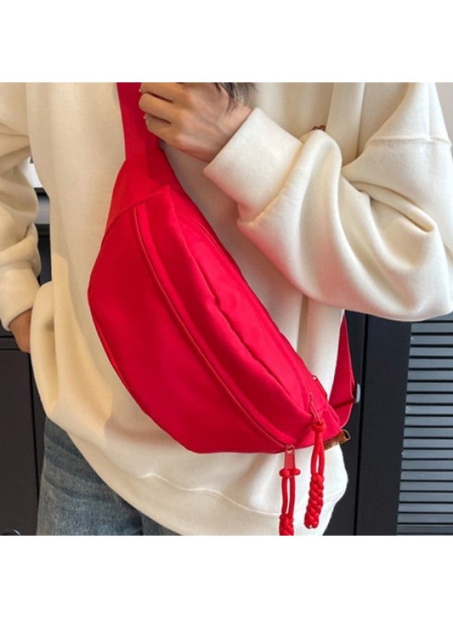 Simple Chest Bag Fashion Ladies Crossbody Bag Unisex Student Waist Bag Outdoor Travel Shoulder Bag-Color:19 Red One-Size:Length 32*height 14*thickness 10 - Image 4