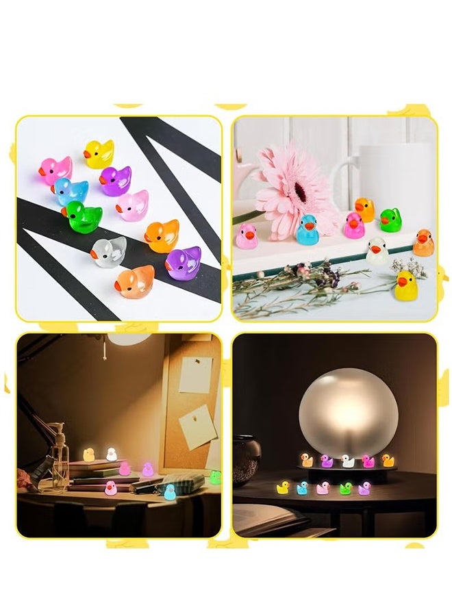 YJ 100pcs Mini Bright Resin Ducks Colorful Luminous Figurines Garden Ducks Tiny Ducks Ornaments Micro Landscape Garden for Dollhouse Ornament Garden Statue Landscape Craft Decorative - Image 5
