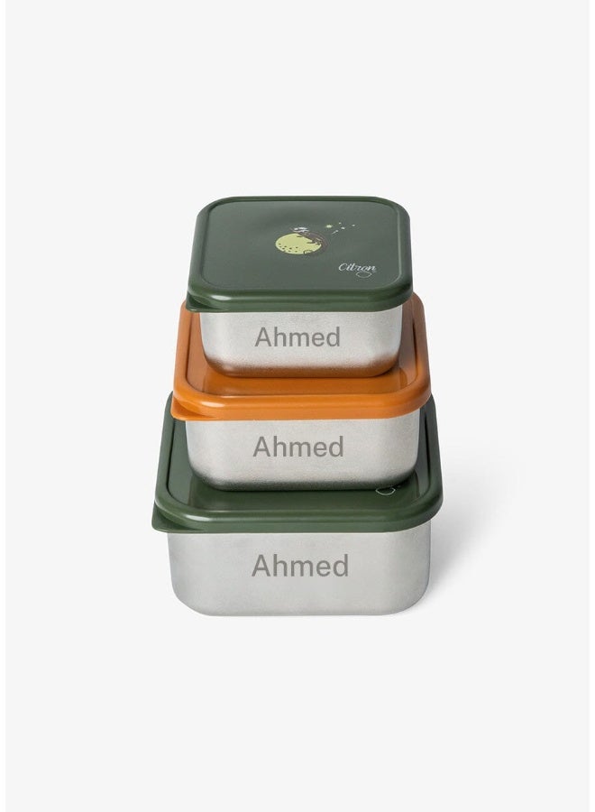 Citron Stackable Stainless steel Lunchbox - Set of 3 - Tiger - Image 1