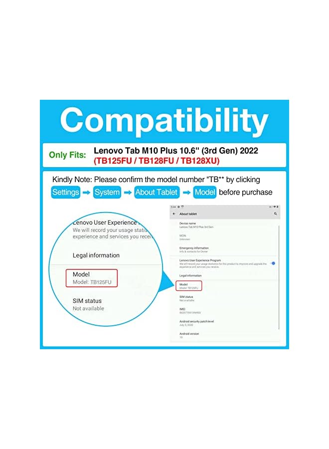 Raxoom Lenovo Tab M10 Plus Case 10.6 Inch 2022 3Rd Gen, Slim Stand Hard Back Shell Protective Smart Cover Case For Lenovo Tab M10 Plus 10.6" 2022 Release -Navy - Image 2