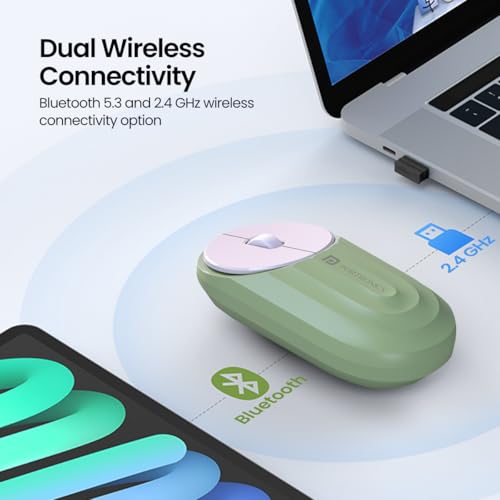 Portronics Toad 6 Bluetooth Wireless Mouse with 2.4 GHz USB Receiver, Multi-Device Pairing, Built in Battery, 1200 DPI Sensor(Green) - Image 2