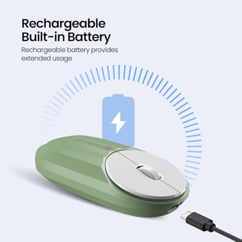 Portronics Toad 6 Bluetooth Wireless Mouse with 2.4 GHz USB Receiver, Multi-Device Pairing, Built in Battery, 1200 DPI Sensor(Green) - Image 4