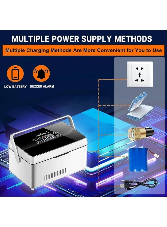 ڤامس لونا صندوق تبريد الإنسولين مع بطاريتين – ثلاجة سيارة محمولة كبيرة السعة مناسبة للاستخدام في الخارج والسفر – متوافق مع الجهد السعودي ومقبس بريطاني - Image 3