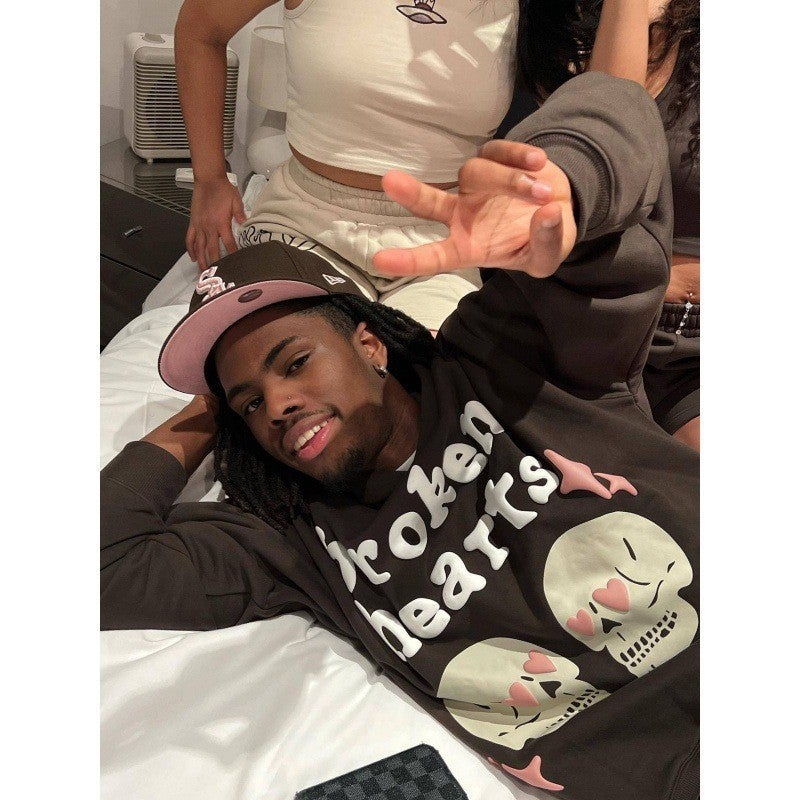 British Fashion Brand Broken Planet Stereo Foam Printed Fleece-Lined Sweater Men'S Couple Hoodie Women - Image 4