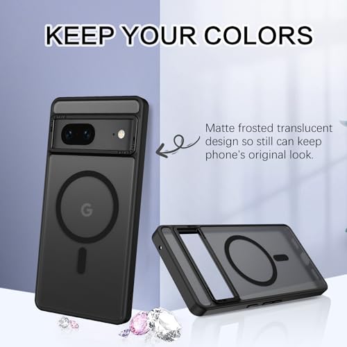BENTOBEN for Google Pixel 7 Case [Compatible with Magsafe] Translucent Matte Magnetic Pixel 7 Case Magsafe Slim Thin Shockproof Women Men Protective Phone Cases Cover for Google Pixel 7 6.4", Black - Image 3