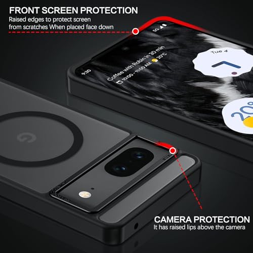 BENTOBEN for Google Pixel 7 Case [Compatible with Magsafe] Translucent Matte Magnetic Pixel 7 Case Magsafe Slim Thin Shockproof Women Men Protective Phone Cases Cover for Google Pixel 7 6.4", Black - Image 5